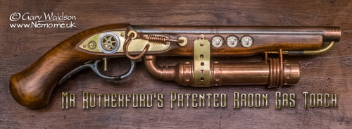 Mr Rutherford's Patented Radon Gas Torch. © Gary Waidson - www.Nemo.me.uk